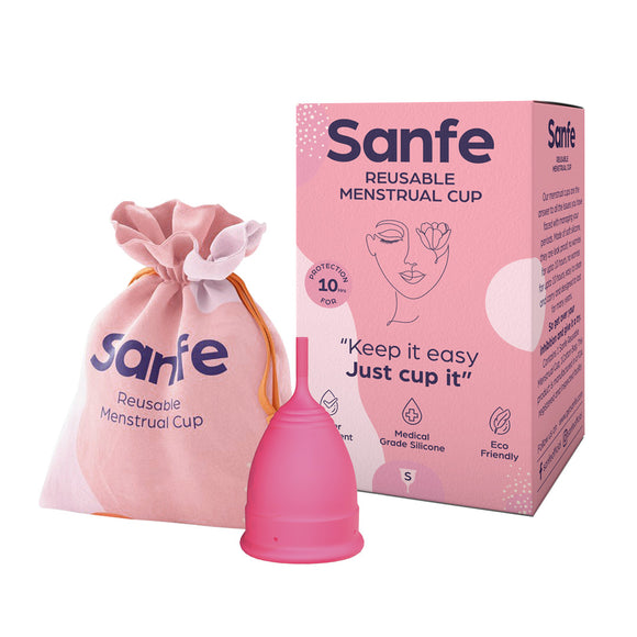 Sanfe Reusable Menstrual Cup with No Rashes, Leakage Or Odor - Premium Design for Women - Small